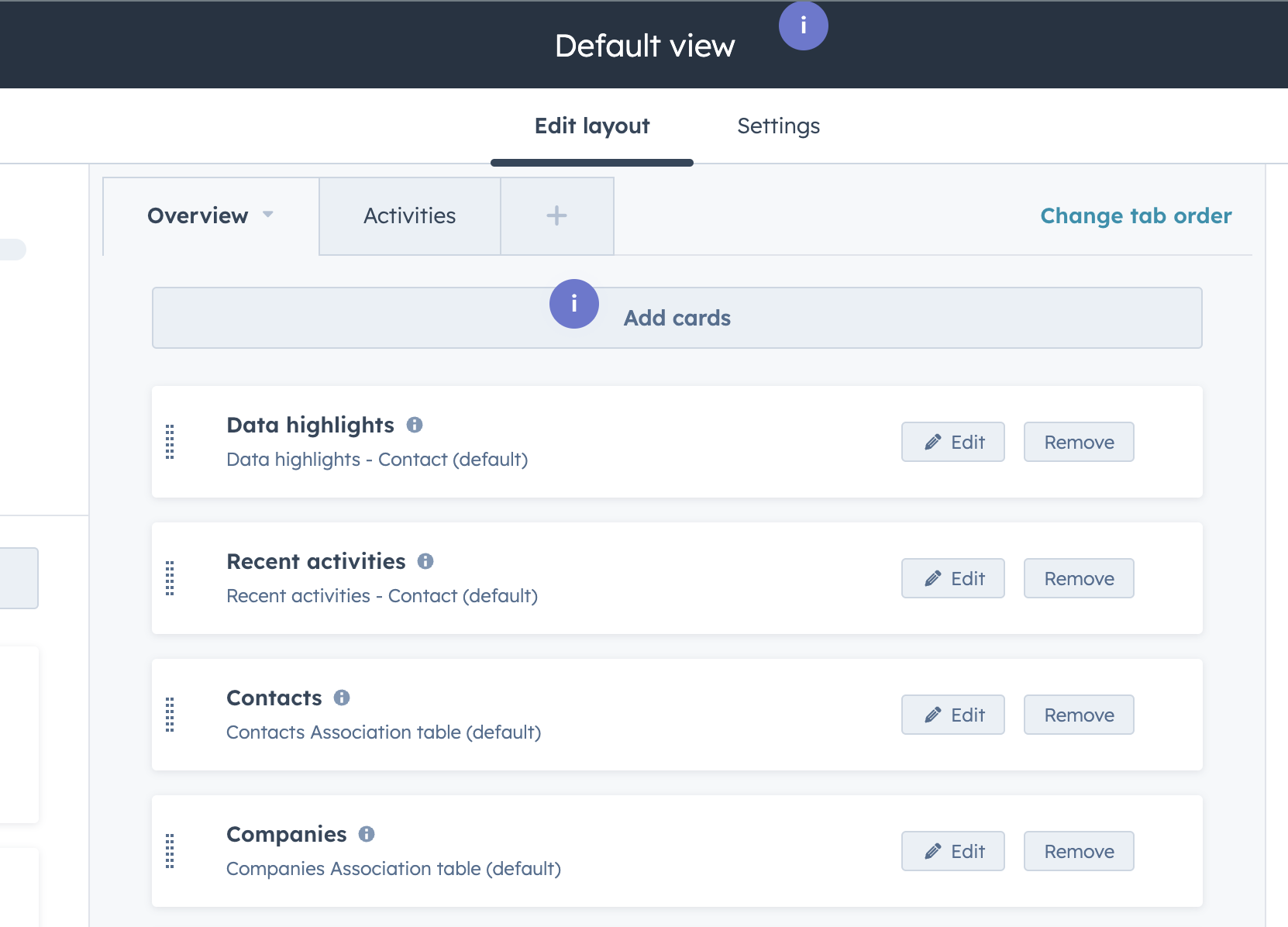 Click Add Cards on the middle column