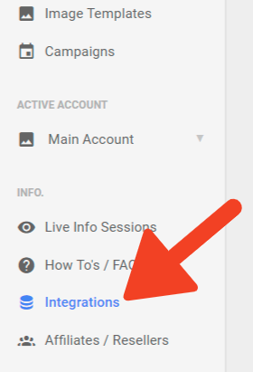 Click Integrations in the thanks.io dashboard