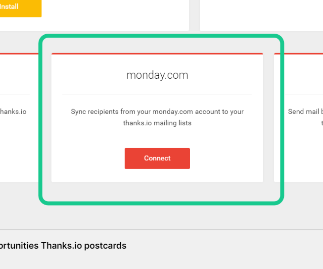 Click Connect on the Monday.com tile