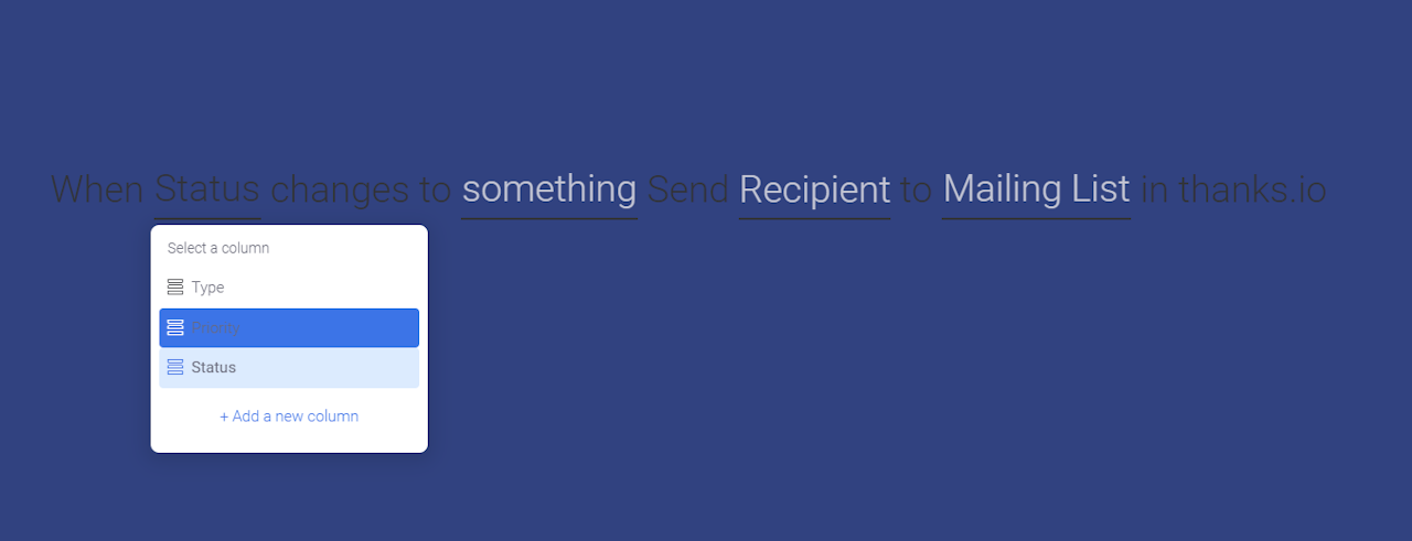 Map Monday.com fields to thanks.io recipient fields